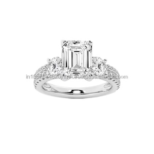 Anillo de oro de 14 quilates Vintage de lujo Unisex, joyería fina creada en laboratorio IGI/GIA Lab, corte esmeralda cultivado para compromiso de boda - Product Image 1