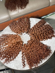 Extensions de cheveux naturels à clipser ANH HAIR, 16 pouces, bouclées, couleur auburn, cheveux Remy vietnamiens, double trame, pointes pleines - Product Image 2