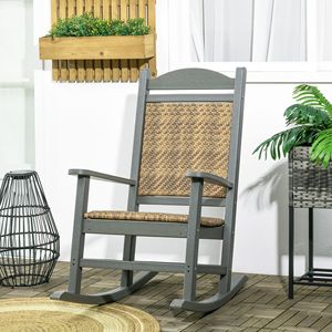 Sedia a dondolo da esterno con sedile e schienale imbottiti, telaio in HDPE resistente allo sbiadimento, in rattan PE, per portico - Product Image 2