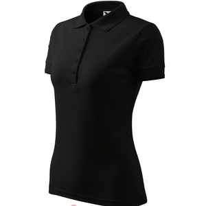 Polo de Manga Corta Negro para Mujer, Corte Regular, Color Sólido Informal, Algodón Piqué - Product Image 5
