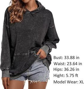 Ventes en gros de sweats à capuche en molleton imprimé 100% coton surdimensionnés, logo personnalisé, unisexe, vêtements d'hiver écologiques pour femmes avec poches - Product Image 2