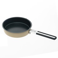 Wajan Penggorengan Anti Lengket dari Paduan Aluminium untuk Luar Ruangan & Set Peralatan Masak Lipat Dua Bagian, Panci Sup Berlapis Teflon Portabel untuk 3-5 Orang