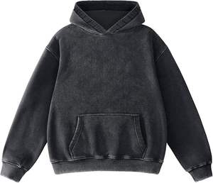 Sweat à capuche unisexe personnalisé brodé, en molleton épais délavé à l'acide, motif uni, 100% coton, logo brodé appliqué - Product Image 1