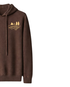 Sweat-shirt à capuche en molleton de coton marron foncé pour femme, broderie personnalisée, streetwear décontracté, fabricant OEM en gros - Product Image 2