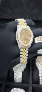 Reloj de Pulsera para Hombre, Estilo Moderno y Lujoso, Hip-hop, con Diamantes, 41 mm, Aleación Bicolor, Escala Romana, Fecha, Mecánico, Esfera Grande - Product Image 2