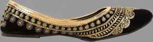 Traditional Cream Handcrafted Mule Heels Golden Floral Embroidery Pearl Detailing Stylish Wedding Party <b>Khussa</b> - Product Image 2