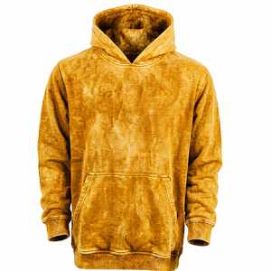 Custom Logo Acid Wash Tie Dye <b>Hoodie</b> 400GSM Heavyweight Cotton Mustard Yellow Vintage Mineral Wash Pullover Sweatshirt Wholesale - Product Image 1