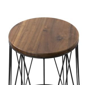 Support pour plantes en bois d'acacia avec structure en métal thermolaqué 16,3" x 16,3" x 18,9" - Product Image 5