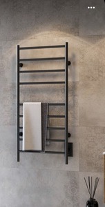 <b>Silver</b> Standing Towel Rack Metal Iron Double Tier <b>Bathroom</b> Storage Holder Rectangle Shape Space Saving Design - Product Image 5