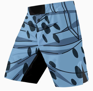 Pantalones cortos de MMA naranja para hombre con estampado floral y geométrico azul, de secado rápido, para artes marciales mixtas, corte regular - Product Image 5