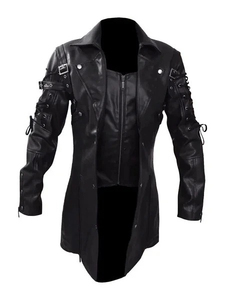 Nueva Chaqueta de Cuero Estilo Gótico Steampunk para Hombre, Chaqueta de Motero Estilo Punk, Chaqueta de Motociclista para Otoño e Invierno - Product Image 4