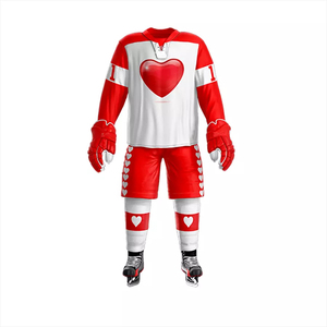 Conjunto de Uniforme de Hockey sobre Hielo Personalizado para Hombre, Jersey a Rayas Azules y Amarillas, Pantalones Cortos, Guantes, Mangas Largas, Camisetas de Rugby - Product Image 4