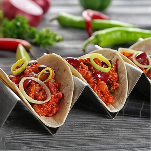 Wholesale Stainless Steel Taco Holder Stand Taco Plates Mess Free Holder Stand up Divider Multi Bar <b>Serving</b> <b>Set</b> - Product Image 5