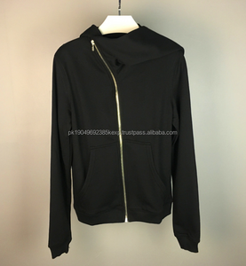 Sudadera con Capucha y Cremallera Diagonal de Marca Moderna, Color Sólido. Unisex, Forrado de Felpa para Otoño/Invierno. Sudadera con Capucha - Product Image 2