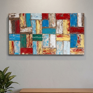 Panel de Pared de Mosaico Art Deco de Madera de Barco Reciclada Hecho a Mano por DIVADI, Diseño Náutico Vintage de Acero Inoxidable, 5 cm de Grosor - Product Image 4