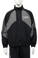 Ensemble de survêtement à capuche avec logo personnalisé et blocs de couleur pour homme – Veste coupe-vent à fermeture éclair intégrale et pantalon – Tenue de sport légère pour l'entraînement – OEM