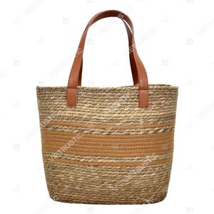 SIERRA Women's <b>Straw</b> Casual Tote <b>Bag</b> with Striped Pattern Zipper Closure & Tassel Decoration - Product Image 3