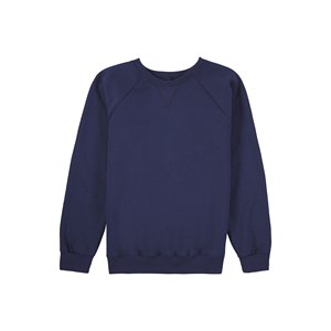 Men's Navy Blue Crewneck Sweatshirt Full Sleeve Regular Fit Solid Color Casual Pullover 100% Cotton Fleece Lined Breathable - Product Image 3