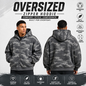 Sudadera con capucha extragrande con estampado de camuflaje para hombre, ropa de invierno, sudadera con capucha y cremallera, manga larga, transpirable, para correr, con estampado y cremallera - Product Image 6