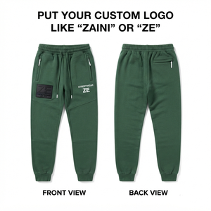 Pantalones Deportivos de Felpa Premium para Hombre, 340 GSM, Mezcla de Algodón, con Logotipo Personalizado, Parche de Goma, Transferencia Térmica, Diseño de Paneles Cónicos - Product Image 1