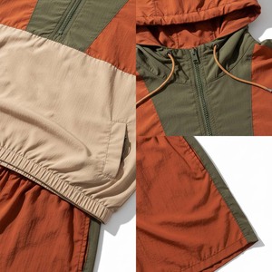 Conjunto de pantalones cortos cortavientos ligeros de diseño moderno con capucha y cremallera, de ajuste regular, personalizados de Up Felt, para ropa urbana unisex. - Product Image 6