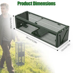 กรงดักหนูแบบ 2 ประตู ขนาด 15.35x4.72x3.94 นิ้ว ทำจากเหล็กชุบสังกะสี แพ็ค 2 ชิ้น ใช้ซ้ำได้ เหมาะสำหรับบ้าน สวน ฟาร์ม โกดัง จับหนูได้อย่างมีมนุษยธรรม - Product Image 3