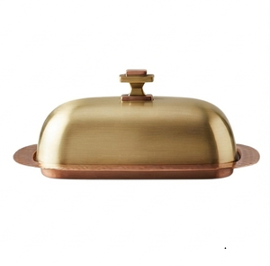 Moderna Mantequera de Latón con Tapa, Forma Rectangular, para Conservar la Frescura, Vajilla de Cocina, Base de Cobre, Acabado Pulido - Product Image 2