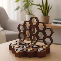 Boîte de présentation de montres en bois avec éclairage LED et intérieur à motif fibre de carbone par AYAANS
