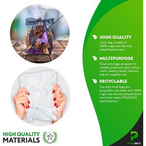 Bolsas de plástico con fuelle transparente de 8X3x20 pulgadas, paquete de 100 bolsas de regalo con tapa abierta, bolsas de regalo de recuerdo de fiesta seguras para alimentos de 2 Mil para - Product Image 3