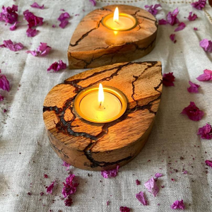 Portavelas de Madera Hecho a Mano con Forma de Gota, Portavelas de Madera para Decoración del Hogar, Regalo de Navidad - Product Image 1