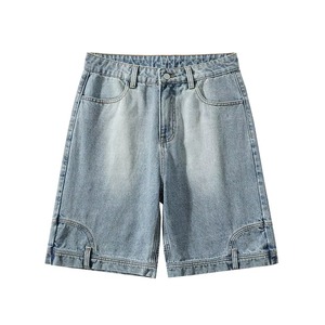 Shorts d'été décontractés en jean délavé, personnalisés, de haute qualité, en nylon/coton respirant, style charpentier vieilli - Product Image 6