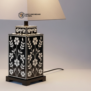 Lanterne de table artisanale en os incrusté, motif floral, mosaïque de luxe, lampe de chevet écologique, art indien traditionnel - Product Image 4