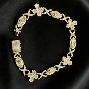 Pulsera de Cadena Cruzada de Plata 925 para Hombre con Moissanita Pavé, Estilo Hip Hop, Uso Diario, Bañada en Rodio, Certificada - Product Image 2
