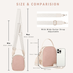 Borsa a Tracolla Rosa da Donna con Manico e Tracolla Regolabile, 2 Tasche con Cerniera, Piccola Borsa Porta Cellulare - Product Image 2