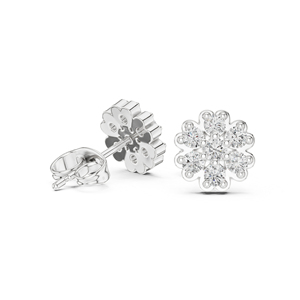 Boucles d'oreilles en or jaune 14 carats avec diamant rond cultivé en laboratoire pour un usage quotidien, pour femmes |   Nouveau diamant cultivé - Product Image 5