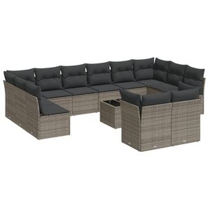 Ensemble de canapés de patio en rotin PE gris avec verre trempé et acier thermolaqué pour la décoration de jardin - Product Image 2