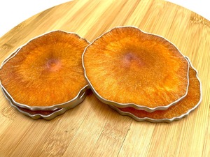 High Gloss <b>Epoxy</b> Resin Tea <b>Coffee</b> Coaster Set with Stand Handmade Square Round <b>Table</b> Protection Best Price - Product Image 6