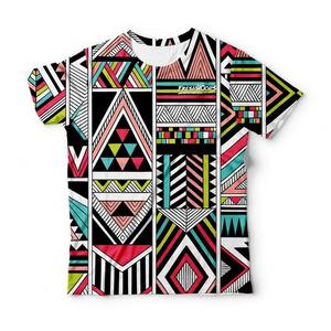 Geometric Pattern Men's Short Sleeve T-<b>Shirt</b> O-Neck Regular Fit Sublimation Print Casual Style <b>100</b>% <b>Polyester</b> Woven Fabric - Product Image 1