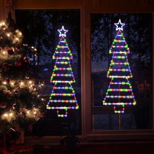 Luci di Natale a LED potenziate da 184 LED, albero di Natale da 1,4 m con scala illuminata di Babbo Natale e stella decorativa, decorazioni natalizie - Product Image 3