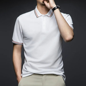 Polo à manches courtes rayé pour homme, col à revers, respirant et confortable pour l'été - Product Image 4