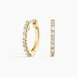 Pendientes de Aro de Oro Amarillo con Diamantes para Mujer, Corte Baguette, Color G, Cultivados en Laboratorio, Clásicos para Uso Diario - Product Image 2