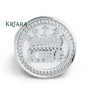 Bague Cocktail Homme en Argent 925 et Or 18K avec Moissanite, Design Couronne, Sertissage Pavé, Plaqué Rhodium, Bijou de Luxe Tendance - Product Image 5
