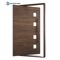 Porte d'entrée extérieure en bois massif, surface finie, étanche, sécurisée, design moderne pour villa, personnalisable, entrée principale CE/ISO