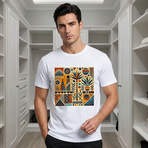 Camiseta Blanca de Cuello Redondo y Manga Corta para Hombre, con Estampado de Dibujos Animados, Ecológica, 180g, 100% Algodón, Informal, Cómoda, con Logotipo Frontal - Product Image 2