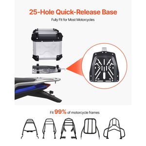 Bauletto Universale Impermeabile in Alluminio per Moto 55L e 65L, Scatola Posteriore Staccabile per Motociclisti con Rivestimento in Pelle - Product Image 5