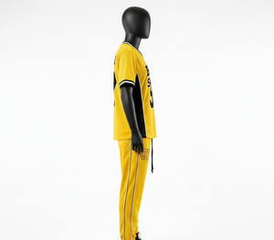 Premium 180 GSM Polyester <b>Mesh</b> Jersey Pants <b>Set</b> Yellow Contrast Side Stripe Rib Panel Custom Logo Women <b>set</b> - Product Image 6