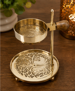 Handcrafted Eco-Friendly Durable Frankincense Resin Burner Brass Bakhoor Heater Walnut Wood Handle <b>Incense</b> <b>Holder</b> Decorative - Product Image 6