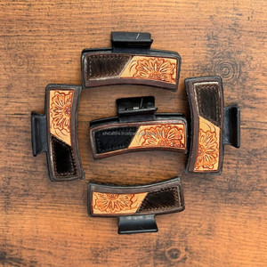 New Real Western Stylish Hair on Hand Tooled Leather Hair Claw <b>Clip</b> Personalized Genuine Leather Claw Hair Accessories for Women - Product Image 3