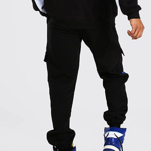 Men's Black Color Blocking Hooded Sweatshirt Set with Red Logo Streetwear Tracksuit Full Sleeve Loose Fit Autumn Wear - Product Image 3