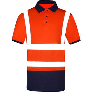 Hi Vis Reflective <b>Polo</b> Shirts High Visibility Safety Short Sleeve <b>Polo</b> Shirt with Black Bottom <b>Orange</b> Yellow Reflective T-Shirt - Product Image 5